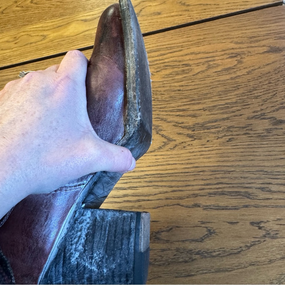 BED STU Burgundy Distressed Harness Boot Strap Heel Cobbler Series Western - Picture 11 of 11